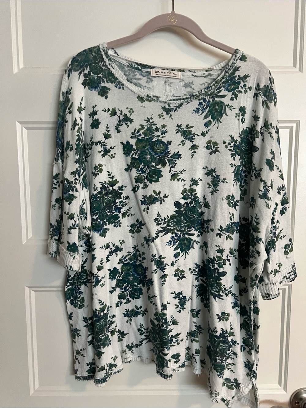 We The Free oversized floral print sz S Relaxed Short Sleeve Top cotton